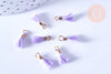 Pompon violet polyestère support doré 10-16mm,décoration pompon, pompon boucles,fabrication bijoux bohème,les 10 G6701-Gingerlily Perles