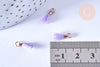 Pompon violet polyestère support doré 10-16mm,décoration pompon, pompon boucles,fabrication bijoux bohème,les 10 G6701-Gingerlily Perles