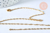Chaine acier dorée 14k singapour,chaine collier,sans nickel,chaine fantaisie,acier, chaine complète,1.8mm,45cm, l'unité,G1088-Gingerlily Perles