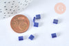Perles rocaille carré verre rectangle bleu irisé, perle carré création bracelet, perle tila,4.5mm,2 trous, Les 50 (4.8GR) G6814-Gingerlily Perles