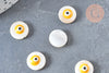 Perle ronde nacre blanche mauvais oeil couleur jaune,chance, perle ronde nacre, gri-gri,12 mm lot de 10, G6819-Gingerlily Perles