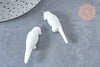 Pendentif perroquet porcelaine blanc laiton argenté 44mm, pendentif pour fabrication bijoux, l'unité G7303-Gingerlily Perles
