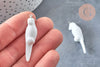 Pendentif perroquet porcelaine blanc laiton argenté 44mm, pendentif pour fabrication bijoux, l'unité G7303-Gingerlily Perles