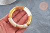 Bracelet jonc élastiqué résine beige et or imitation pierre 50mm,idée cadeau anniversaire, l'unité G6927-Gingerlily Perles