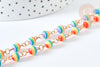 Chaine acier inoxydable doré perles rondes plastique multicolore 6mm, création bijoux colorés, le mètre G7185-Gingerlily Perles