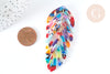 Pendentif feuille acétate colorée 70-76mm, création bijoux plastique, lot de 2 G7299-Gingerlily Perles