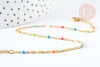 chaine de cheville acier doré 14k résine multicolore chaine doree, bracelet chaîne fine,création bijou,1.5-2mm,23cm, l'unité G3663-Gingerlily Perles