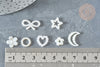Cabochons acrylique blanc nacré coeur étoile10-14mm, élément à coller nailart, lot de 10 G7502-Gingerlily Perles