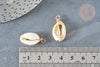 Pendentif coquillages cauri blanc fil doré 18K 27-30mm, fournitures création bijoux coquillage, l'unité G7353-Gingerlily Perles