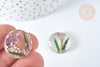 Cabochon Rond résine fleurs séchées et nacre 20mm, cabochon création bijoux, l'unité G7443-Gingerlily Perles