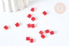 Perles rocaille carré verre rectangle rouge transparent,création bracelet, perle tila,4.5mm,2 trous, Les 50 (4.8GR) G7482-Gingerlily Perles