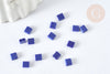 Perles rocaille carré verre rectangle bleu roi opaque,création bracelet, perle tila,4.5mm,2 trous, Les 50 (4.8GR) G7488-Gingerlily Perles
