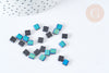 Perles rocaille carré verre rectangle noir mat bleu irisé opaque,création bracelet, perle tila,4.5mm,2 trous, Les 50 (4.8GR) G7481-Gingerlily Perles