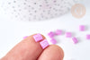Perles rocaille carré verre rectangle rose lila opaque,création bracelet, perle tila,4.5mm,2 trous, Les 50 (4.8GR) G7484-Gingerlily Perles