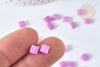 Perles rocaille carré verre rectangle rose lila opaque,création bracelet, perle tila,4.5mm,2 trous, Les 50 (4.8GR) G7484-Gingerlily Perles