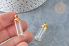 Pendentif Bouteille colonne en verre et capuchon en laiton doré 28,5mm, bouteille verre, laiton doré, tube verre, création bijoux,28,5mm G7935-Gingerlily Perles