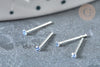 Piercing clou argent massif strass bleu aigue-marine 1.5mm, piercing nez 925 brillant piercing oreilles nez stud ajustable, l'unité G7600-Gingerlily Perles