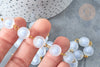 Chaine perle ronde acrylique blanc bleuté 11mm fer doré, Chaine dorée création bijoux, 1 mètre G7815-Gingerlily Perles