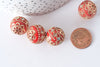 perle indonesienne polymère rouge strass et zamac doré 19.5mm,création bijou ethnique exotique, l'unité G7799-Gingerlily Perles