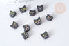 Perle polymère chats noirs 8~10mm, perle animal fantaisie DIY, X10 G7963