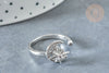 Bague réglable rotativelune étoile laiton platine zircon blanc 16,9mm, bague fine à offrir, bijoux à offrir, 16,9mm G8031