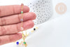 Chaine perle verre facettée coloré fer doré 4~6x3~5mm, création de bijoux coloré DIY, le mètre G7816-Gingerlily Perles