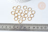 Anneaux ronds acier 304 inoxydable doré dorure ionisée 10mm 18 gauge, 50 anneaux, G7712