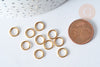 Anneaux ronds acier 304 inoxydable doré dorure ionisée 8mm 18 gauge, anneaux dores ouverts sans nickel, 50 anneaux, G7711