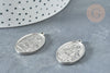 Pendentif médaille vierge ovale acier 304 inoxydable platine 34mm , argenté sans nickel, X1G8321
