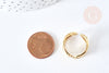 Bague réglable cercles acier 304 inoxydable doré taille 54, creation bijoux femme acier inoxydable G7640