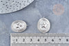 Pendentif médaille étoile ovale laiton platine 24mm, argenté sans nickel, création bijoux, l'unité G8432