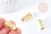 Perle tube talisman message THIS IS LOVE cristal laiton doré 21mm, perle dorée bijoux chance, X1G7673