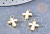 Pendentif croix laiton doré18K émail blanc 18mm,pendentif doré pour création de bijoux,l'unité G8583