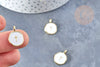 Pendentif médaille rond croix émail blanc laiton doré 18mm, pendentif laiton émaillé,sans nickel, l'unité G8548