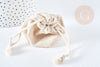 Pochette bijou coton blanc écru 9x7cm,rangement bijoux, pochette cadeau, emballage bijou, X1G8311