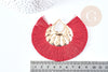 Pendentif large pompon fil rouge foncé support fer doré 85-92mm,pendentif bijoux XXL, lot de 2 G8375