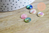 Cabochon rond écailles résine irisée multicolore 10mm, cabochon pour création bijoux, lot de 10 G7101-Gingerlily Perles