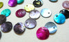Pastilles rondes nacre multicolore, bouton nacre,pendentif nacre, coquillage naturel,nqcre naturelle,1.4cm, lot de 10-G1071