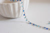 Chaine platine perles bleue, fourniture créative, chaine bijou, création bijoux, chaine plaquee rhodium, chaine perles,2 mm, 1 metre-G1396