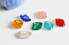 Cabochon plastique resine rectangulaire multicolore, fournitures créatives, cabochon plastique, création bijoux, strass couture,25mm-G657-Gingerlily Perles