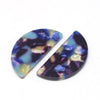 Pendentif demi-cercle bleu indigo 23mm, perle acétate, création bijoux,perles plastique,connecteur plastique,lot de 2,G2881