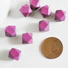 Perle bois rose fuchsia hexagonale,fournitures créatives, perles bois,création bijoux,perle hexagone,Perles géométriques,10mm, lot de 5-G09