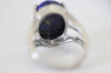Bague réglable argentée lapis lazuli,bijou argenté pierre naturelle,bague bleue,lapis lazuli naturel,création bijoux,18mm, l'unité,G2634-Gingerlily Perles
