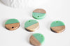 Perle disque bois résine vert,bois naturel,perles bois,Perle géométrique,perle ronde,perle ronde bois, création bijoux bois,18mm,les 5 G329