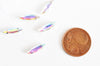 Cabochon cristal navette irisée,BRODERIE,cabochon transparent,cristal,cabochon argent,cabochon à coudre,les 5 ,4x15mm-G137-Gingerlily Perles