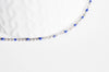 Chaine acier argenté résine bleu,chaine collier, création bijoux,chaine fantaisie,chaine sans nickel, chaine complète,2mm,45cm-G1216