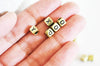 perle carré Lettre Alphabet plastique doré, perle plastique,perle lettre,création bracelet mots,6mm, les 10 grammes-G2097
