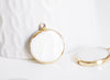 Pendentif nacre blanche naturelle doré,fourniture créative,pendentif rond nacre,coquillage blanc,création bijou, 26mm, l'unité,G2178