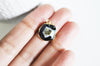 Pendentif agate noire, pendentif pierre, agate naturelle, support doré, création bijoux, pierre naturelle, 17-22mm, l'unité,G1897