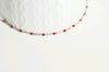 Chaine acier argenté résine rouge,chaine collier, création bijoux,chaine fantaisie,chaine sans nickel, chaine complète,2mm,45cm,G2398